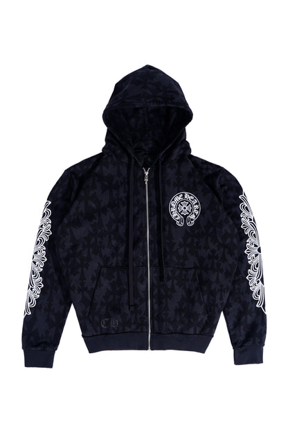 Chrome Hearts Plus Cross All Over Print Zip Up Hoodie - Xia Office
