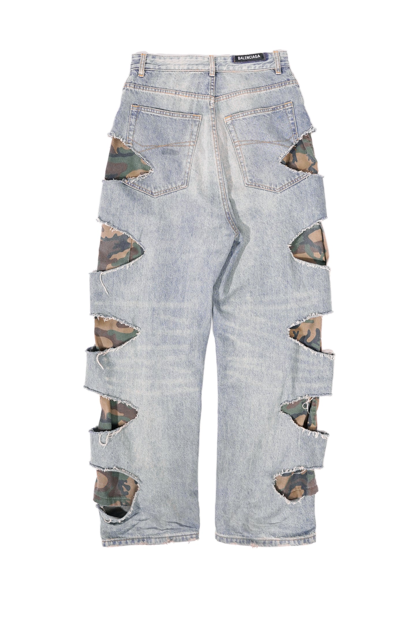 Balenciaga 2021 Ye24Camo Slashed Baggy Denim Jeans - Xia Office