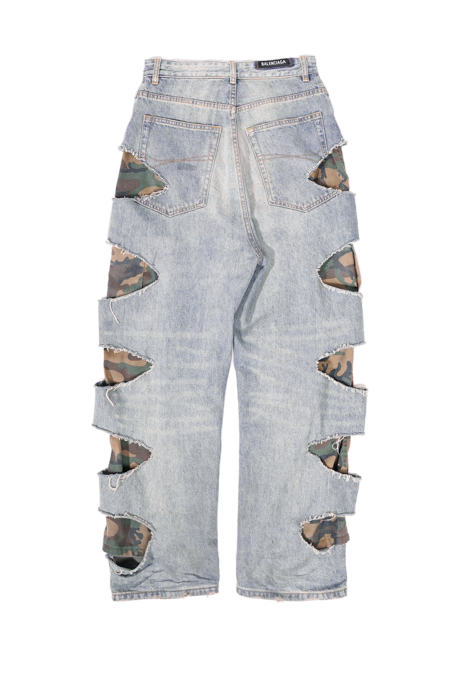 Balenciaga 2021 Ye24Camo Slashed Baggy Denim Jeans - Xia Office