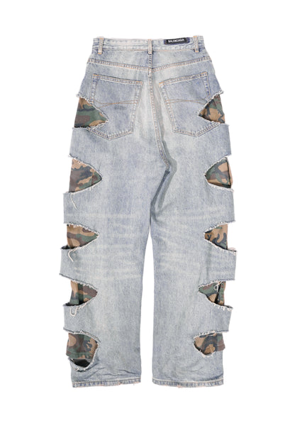 Balenciaga 2021 Ye24Camo Slashed Baggy Denim Jeans - Xia Office