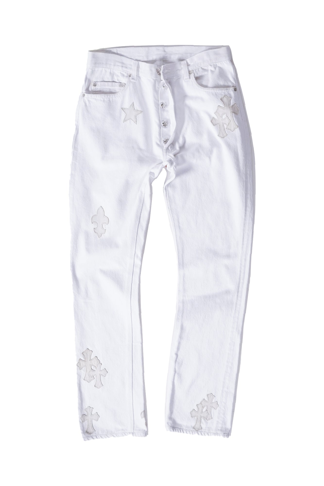 Chrome Hearts St.Barth Exclusive Star Cross Leather Patch Denim Jeans - Xia Office