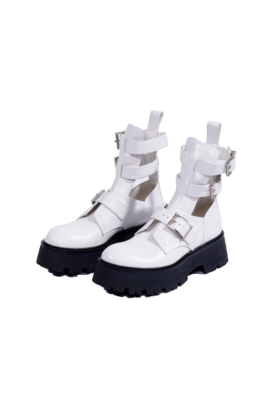 Alexander McQueen Leather Combat Boots - Xia Office